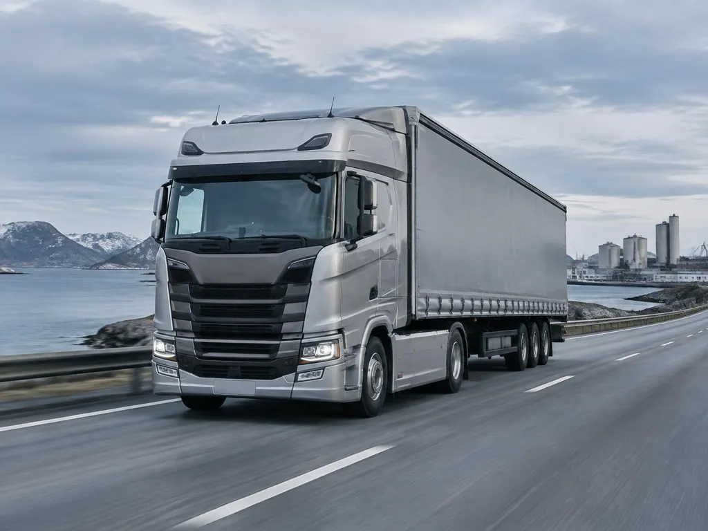 Freight vehicle travelling on an international road corridor